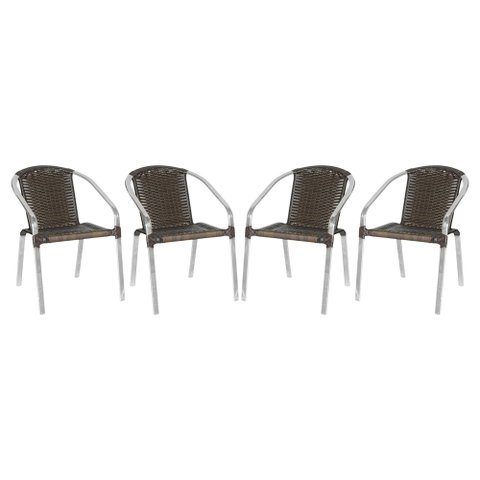 Kit 4 Cadeiras em Alumínio Trama Colmeia Edícula Capuccino