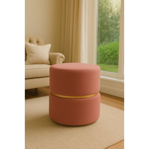 Puff Cinta no Meio Decorativa Rosa Linho