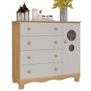 Ver imagem 2 de Cômoda Infantil 95cm 1 Porta com Vidro e 4 Gavetas Suspiro Multimóveis Mp4459 Madeirado/off White