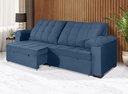 Ver imagem 1 de Sofá Retrátil e Reclinável 2,90m Canadá Estilo Estofados - Suede Veludo Cor "azul"