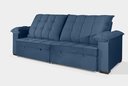 Ver imagem 3 de Sofá Retrátil e Reclinável 2,90m Canadá Estilo Estofados - Suede Veludo Cor "azul"