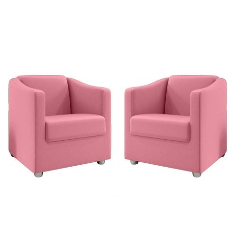 Kit 2 Poltronas Decorativa Mariana Suede Rosa Dal Poz Estofados