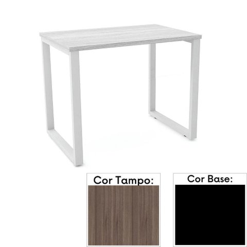 Mesa de Escritório Pé Tubular Pe25 em Mdp 90 X 45 Cm Cor Walnut e Base Preta