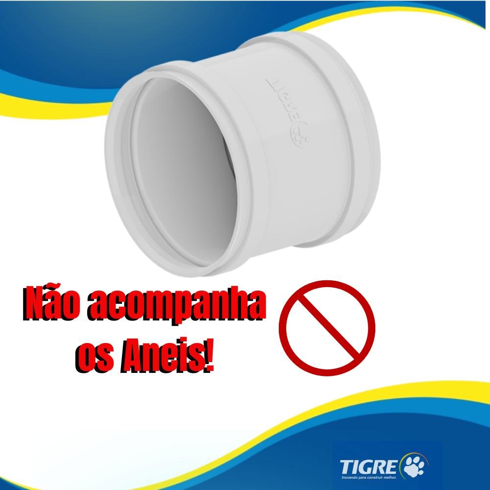 Luva de Correr Pvc Branca sem Aneis para Tubos e Encanamentos Água Esgoto de 6" Polegada 150mm - 2