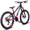Bicicleta Aro 26 Dropp X Freeride 21 Marchas Aros Jumpmax DH Freio a Disco:Preto/Rosa-Azul - 1