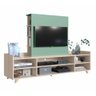Rack Aurora Com Painel De Tv E Estante Nature Com Verde - 1