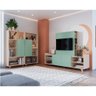 Rack Aurora Com Painel De Tv E Estante Nature Com Verde - 3
