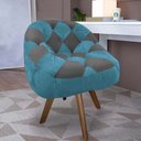 Ver imagem 1 de Poltrona Paloma Escritório Sala Giratória Madeira Suede Azul Turquesa e Suede Grafite - Dominic Deco