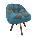 Ver imagem 2 de Poltrona Paloma Escritório Sala Giratória Madeira Suede Azul Turquesa e Suede Grafite - Dominic Deco