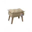 Ver imagem 2 de Kit 02 Poltrona/cadeira Decorativa e Puff Glamour com Pés Quadrado Bege Linho
