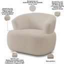 Ver imagem 5 de Kit Sofá 3 Lugares para Sala 198cm com 01 Poltrona Orgânica Florea M05 Bouclê Creme - Lyam Decor