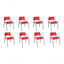 Ver imagem 1 de Kit 8 Cadeira Iso Infantil Creche, Base Cinza Vermelho