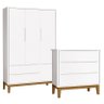 Cômoda Gaveteiro com Guarda Roupa Infantil 3 Portas New Classic Branco com Pés Madeira - Reller - 1