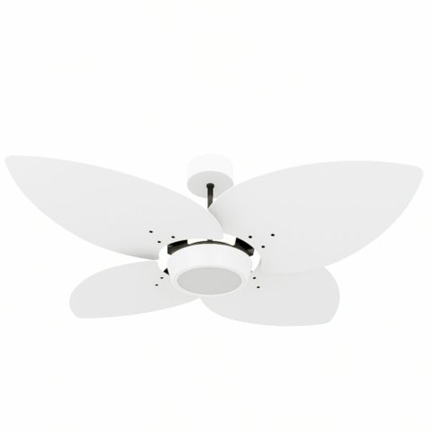 Ventilador de Teto Natuvent Dahlia Led 4 Pás Madeira Branco 3000k Branco Quente, Luz Amarela 220v