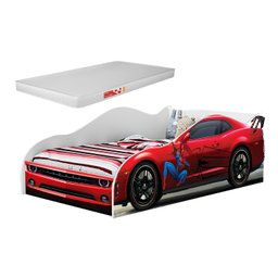 Cama Carro Solteiro Infantil Meninos Adesivada Personagens Mdf com Colchão- Av:homem Aranha - 2