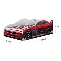 Cama Carro Solteiro Infantil Meninos Adesivada Personagens Mdf com Colchão- Av:homem Aranha - 4