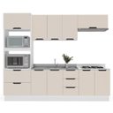 Ver imagem 2 de Cozinha Meena 5 Peças 270cm Armários Aéreos Torre Quente Balcões c/ Rodapé Branco/Creme 250061