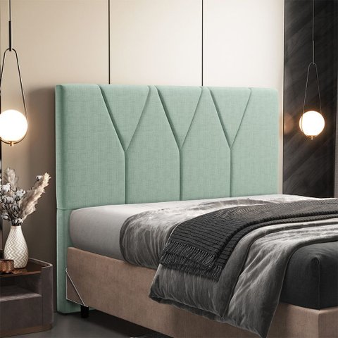 Cabeceira Cama Box Queen 160 Cm Aurora W01 Linho Verde Menta - Lyam Decor 
