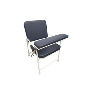 Cadeira de Coleta de Sangue Comfort com Suporte de Braço Frontal Reforçada Obeso Azul Marinho