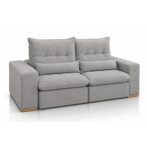 Sofá Retrátil e Reclinável Bellagio  com Molas Ensacadas:Boucle Cinza/2,90