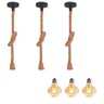 Kit 3 Luminárias Pendente Corda Sisal Rústica + 3 Lâmpadas tamanho:BR85 - 1