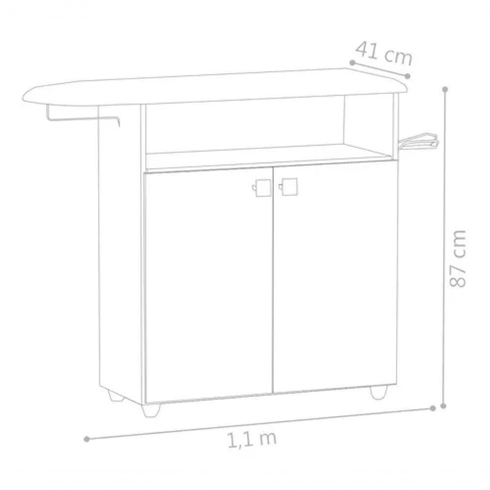 Tábua de Passar Roupa Bianca com Portas Cor Castanho - Ajl Móveis - 5