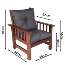 Ver imagem 2 de Poltrona Colonial Cancún de Madeira C/ Almofadas de Jacquard e Poliéster Cinza Escuro