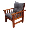 Ver imagem 3 de Poltrona Colonial Cancún de Madeira C/ Almofadas de Jacquard e Poliéster Cinza Escuro