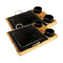 Ver imagem 1 de Kit 2 Grelha 04 Molheiras em Pedra Sabão e Suporte G 25x25cm