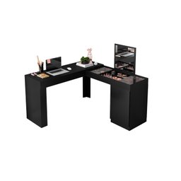 Escrivaninha e Penteadeira Camarim Star com Espelho Preto Fosco - Ninho Decor - 3
