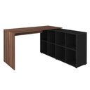 Ver imagem 2 de Escrivaninha Flex Mesa em L Home Office e Escritório 3 Gavetas 4 Nichos Next Artany Ipê/preto