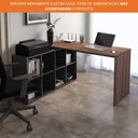 Ver mais imagens de Escrivaninha Flex Mesa em L Home Office e Escritório 3 Gavetas 4 Nichos Next Artany Ipê/preto