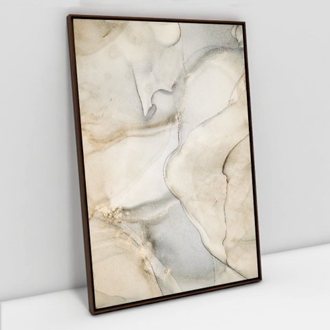 Quadro Decorativo em Canvas Abstrato Mármore Luxo TaColado Moldura Flutuante 4,5cm Madeira 120 x 80c