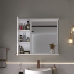 Conjunto para Banheiro Catarina 70cm Suspenso Fabribam - Gabinete, Espelheira, Cuba e Vidro - 4