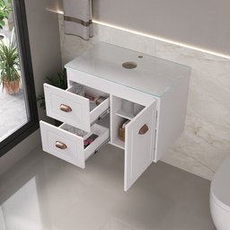 Conjunto para Banheiro Catarina 70cm Suspenso Fabribam - Gabinete, Espelheira, Cuba e Vidro - 2