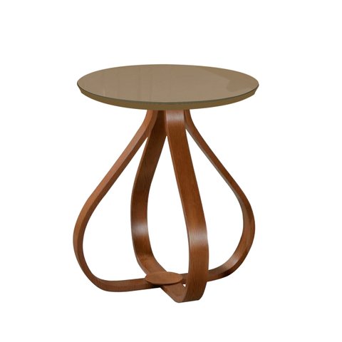 Mesa Bella de Canto com Tampo de Vidro Redonda Base de 60cm - Fende Luka Decor