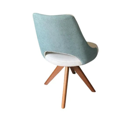 Cadeira de Jantar Droop Giratória Revestida em Tecido Linho Cinza Claro C/ Detalhe Verde Água Linn D - 2