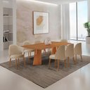 Ver imagem 2 de Sala de Jantar Mesa Florida 220cm Tampo Barril Laminado e 8 Cadeiras Suiça