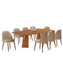 Ver imagem 1 de Sala de Jantar Mesa Florida 220cm Tampo Barril Laminado e 8 Cadeiras Suiça