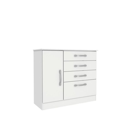 Cômoda Chicago 4 Gavetas 1 Portas Tcil Móveis:neve
