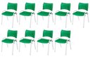 Ver imagem 2 de Cadeira Iso Base Branco Igreja, Escola, Escritório - Verde Kit 9 Peças