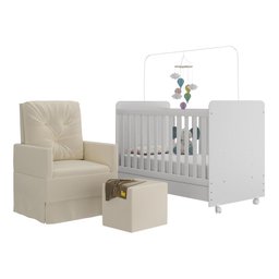 Quarto de Bebê com Poltrona Amamentação Puff e Berço Americano 3x1 com Colchão Pimpolho Multimóveis  - 2