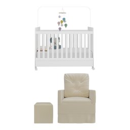 Quarto de Bebê com Poltrona Amamentação Puff e Berço Americano 3x1 com Colchão Pimpolho Multimóveis  - 6