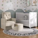 Ver imagem 1 de Quarto de Bebê com Poltrona Amamentação Puff e Berço Americano 3x1 com Colchão Pimpolho Multimóveis 