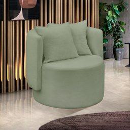 Poltrona Orgânica Base Giratória Maya Boucle Verde Redonda Decorativa - Arkell - 2