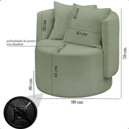 Poltrona Orgânica Base Giratória Maya Boucle Verde Redonda Decorativa - Arkell - 8