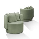 Ver imagem 2 de Poltrona Orgânica Base Giratória Maya Boucle Verde Redonda Decorativa - Arkell