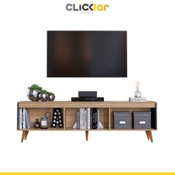 Rack Retrô para Sala de TV Até 60’ com Pés Palito 180 Cm Viena Preto Mel MDP - ClickLar - 3