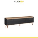Ver imagem 2 de Rack Retrô para Sala de Tv até 60’ com Pés Palito 180 Cm Viena Preto Mel Mdp - Clicklar