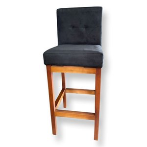 Banqueta Alta com Encosto Anatomico Tokio Suede Preto - G2home